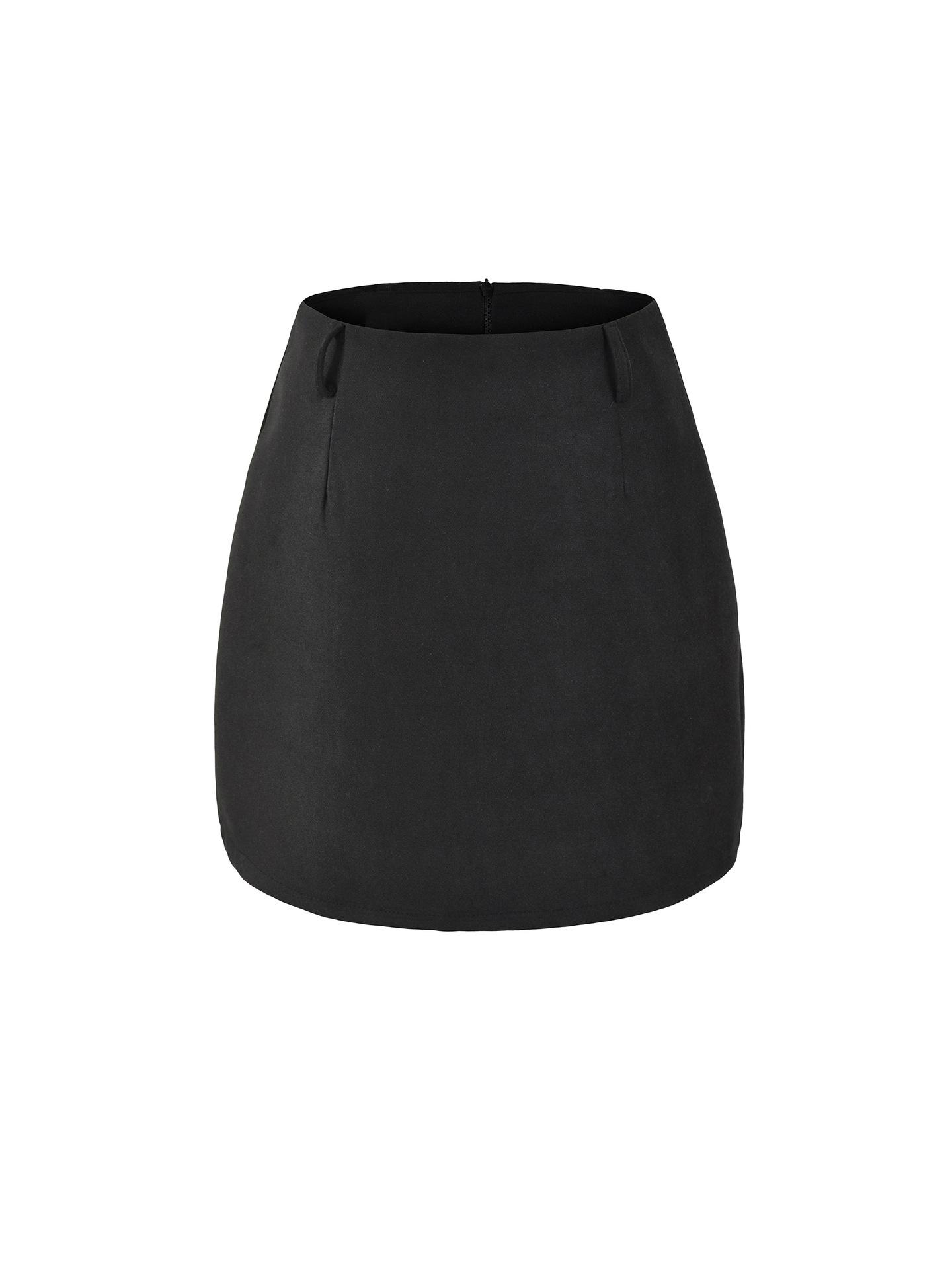 Women s High-Waisted Grey Wool A-Line Skirt - Autumn/Winter 2025 Collection S чёрный