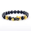 Pixiu Armband Feng Shui Rijkdom en Geluk Armband Heren Polsband Goudkleur Obisidiaan Steen Kralen Zwart Zes Karakter Cadeau