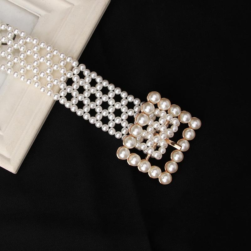 Ladies Belt Sweet Imitation Pearl Woven Waist Chain Elegant Women'S Dress Decorative Belt