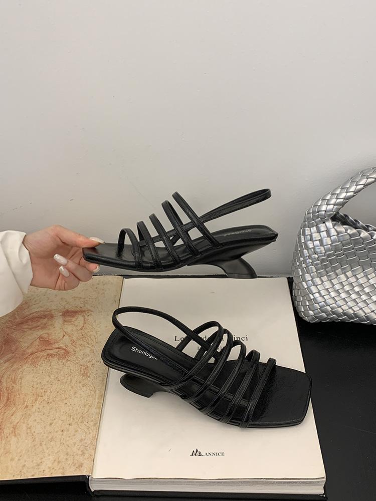 

2025 Новейшие босоножки-гладиаторы на узких ремешках, с открытым носком и ремешком на пятке, женские сандалии, мюли, танцевальная обувь, дизайнерские zapatos de mujer 39 чёрный