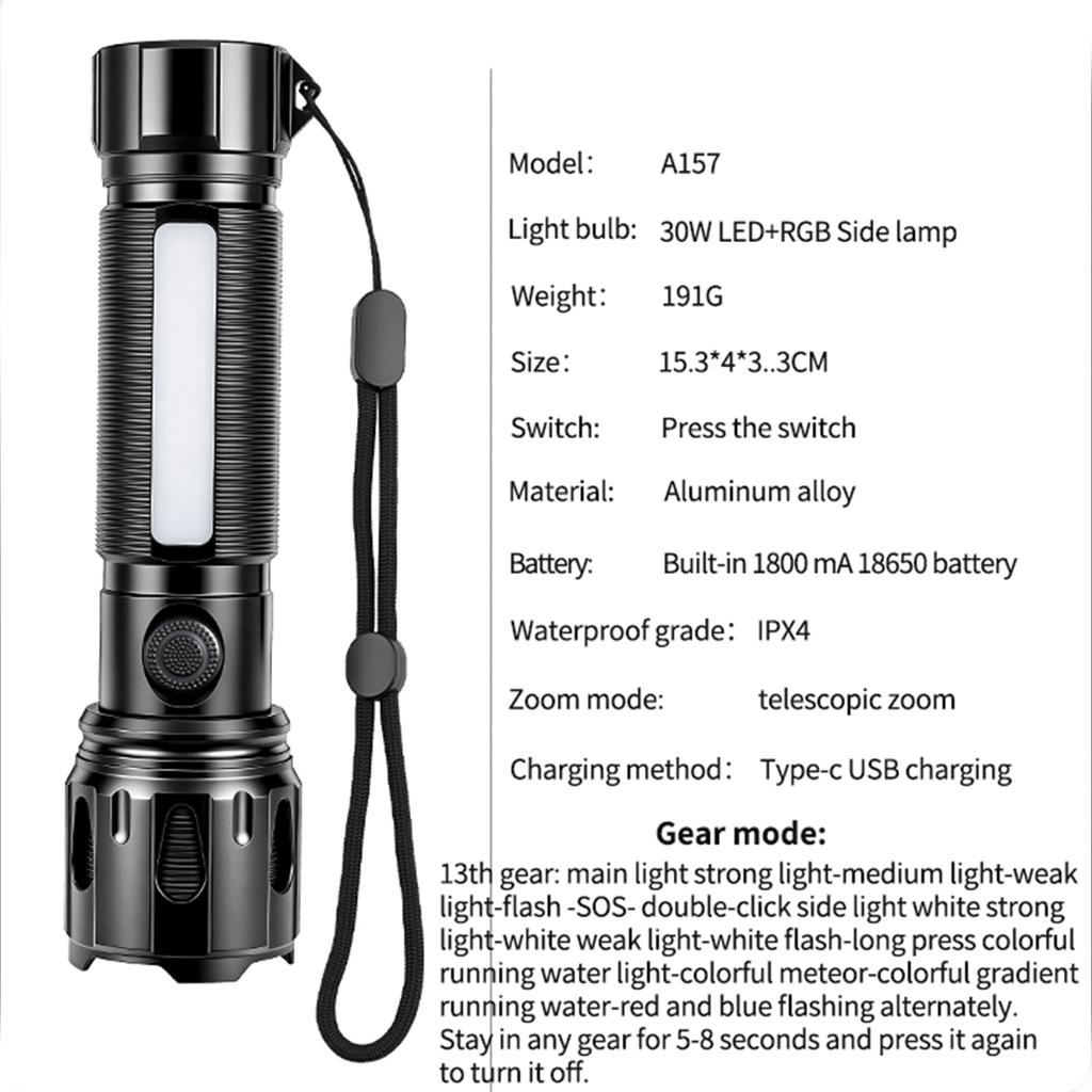 Telescopic Zoom High-Power Flashlight Portable Flashlight Aluminum Alloy Bright Flashlights for Camping/Expedition/Outdoors