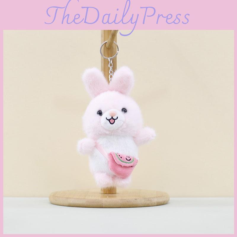 Whimsical Mini Plush Dog Rabbit Cat Doll Keychain Backpack Toy Gift For Children