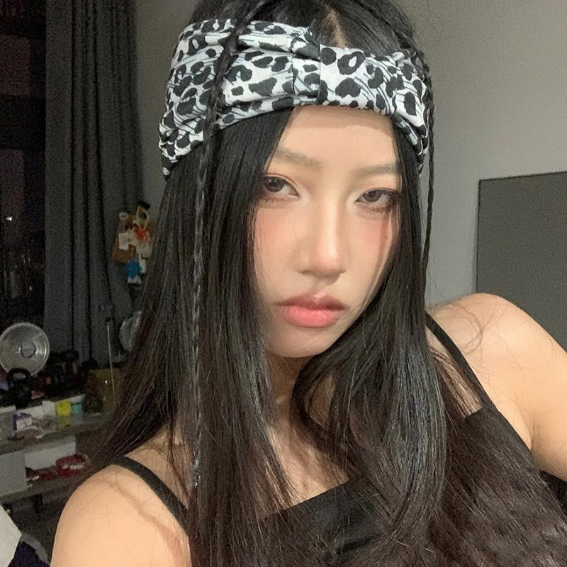 Women Wide -Side Pilates Elastic Hair Bands Yoga Leopard Print Headband Running Cycling Turban Makeup Hair Hoop Makeup Headwrap