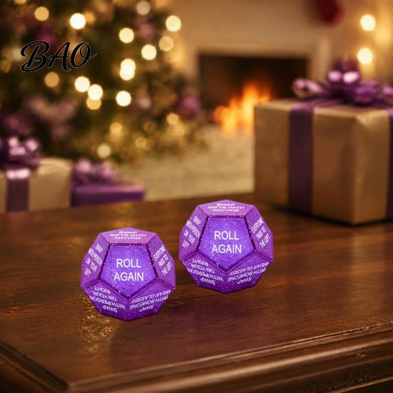 White Elephant Gift Exchange Dice Santa Swap Dice, Christmas Stocking Stuffers Party Game Glitter Multi-sides for Present with