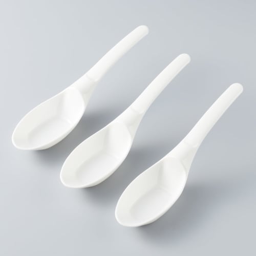 Kai Corporation KAI 3-Piece Set of Ladle Spoons for Convenient Soup Scooping, with Anti-Slip Stoppers, Dishwasher Safe, White, Made in Japan, DH8114