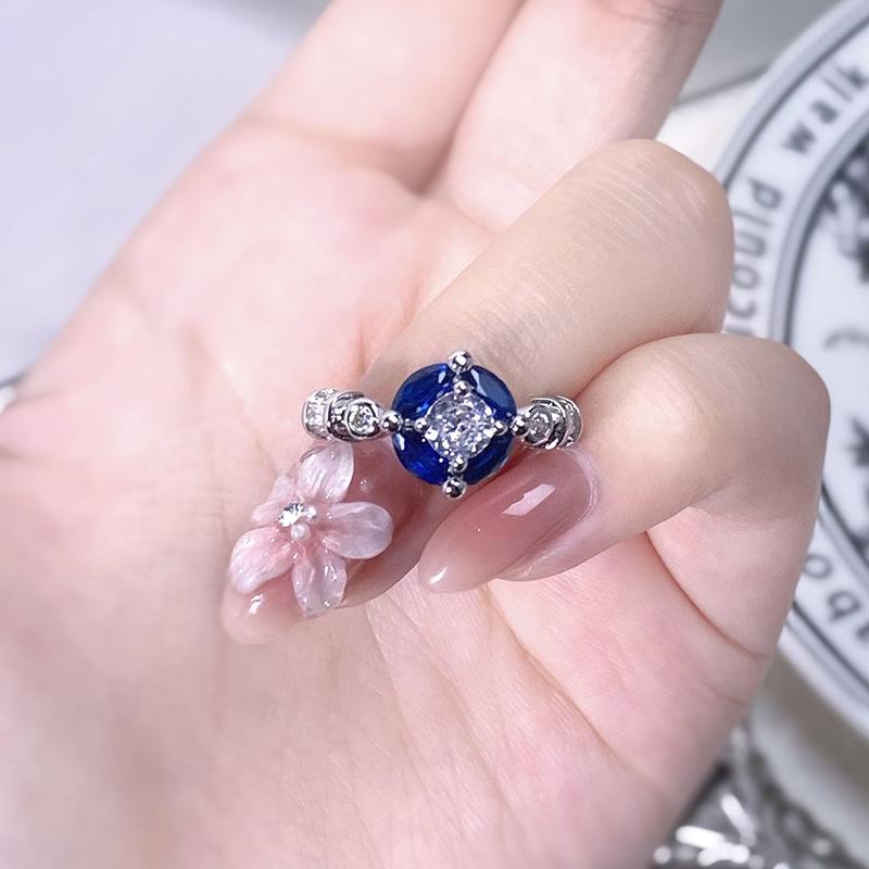 Color Treasure Sunflower Smart Sapphire Super Flash Zircon Ring Women'S Niche Design Light Luxury High-End Ring