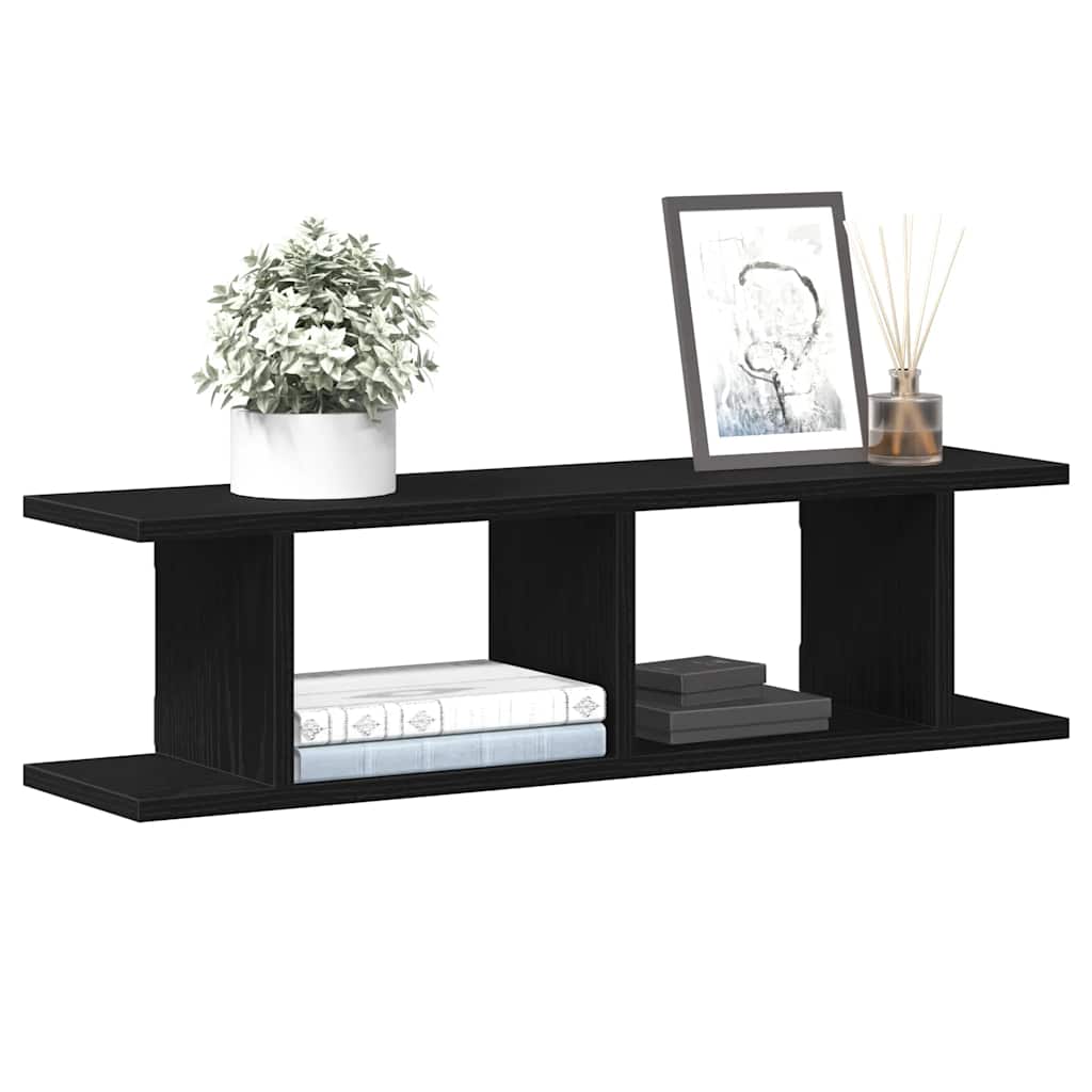 Wall Shelves 2 pcs Black Oak Effect 75 x 18 x 20 cm Engineered Wood