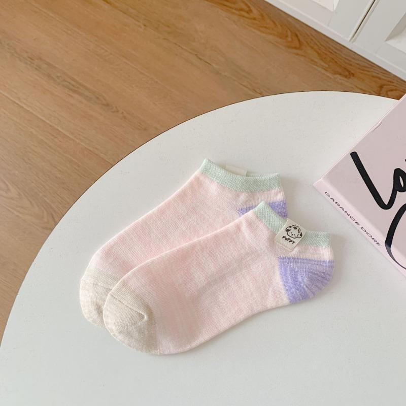 

Весенне-летние дофаминовые носки, тканевая этикетка с маленькой собачкой, влагопоглощающий гребенной хлопок, носки с низкой посадкой, носки-лодочки, женские носки 1 pair розовый