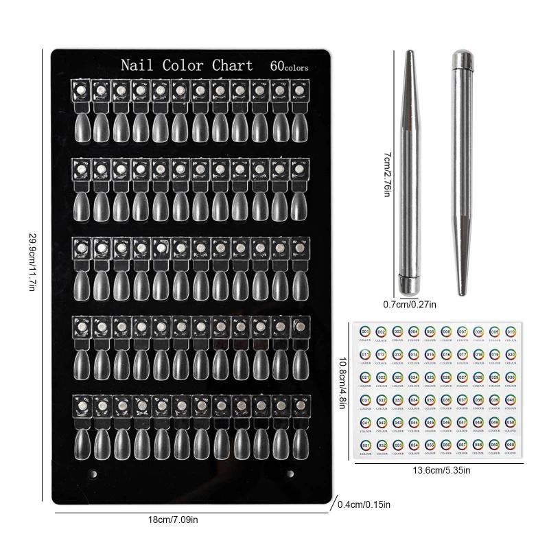 Premium Acrylic Nail Color Plate Magnet Nail Tips Display Board Comparison Color Card With Number Stickers For Nail Salon