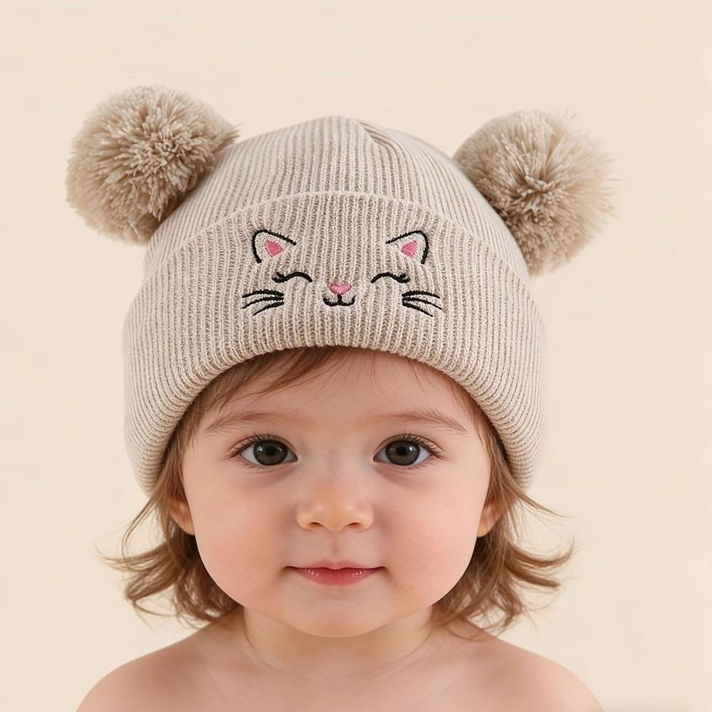 Hip Hop Baby Winter Hats Double Pom-Pom Warm Bonnet Fashion Kids Knitted Caps Outdoor
