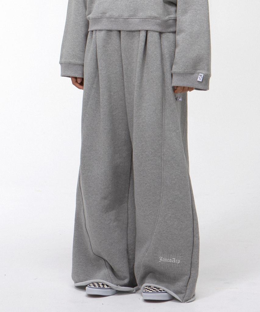 Yankoaleupeu Diploma Embroidered Wide Two-Pleat Sweatpants - Melange