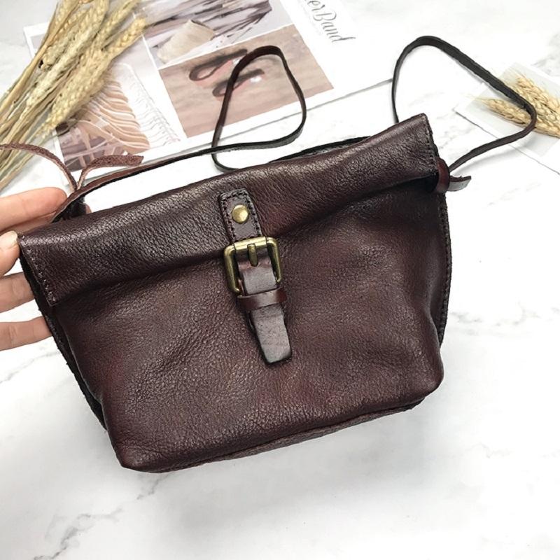 MJ Soft Genuine Leather Women Messenger Bag Female Real Leather Crossbody Shoulder Bags Small Handbag Retro Phe Bag for Girls