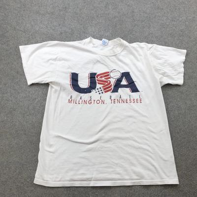 Vintage USA Baseball Graphic Shirt Mens Large Russell Athletic Made USA 90s