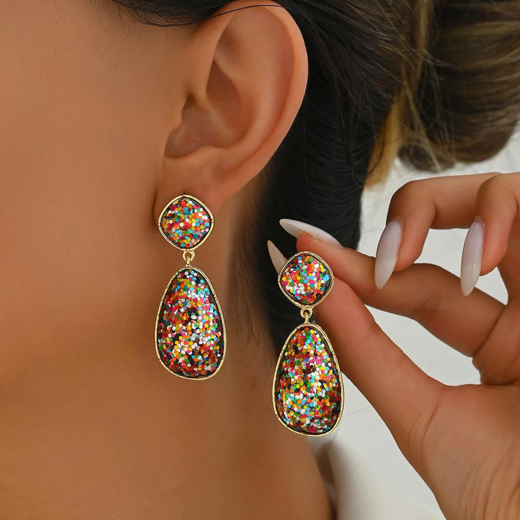 Minimalistyczne Damskie Kolczyki Kwiatowe - Stylowe Przesadzone Błyszczące Metalowe, Wielokolorowe Unikalne Kolczyki Sztyfty ze Stopu