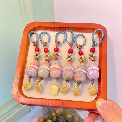 Temple Same Style Intangible Heritage Lacquer Fortune Cat Pendant Lucky Cat Bag Key Phone Decorative Charm Cute Stylish