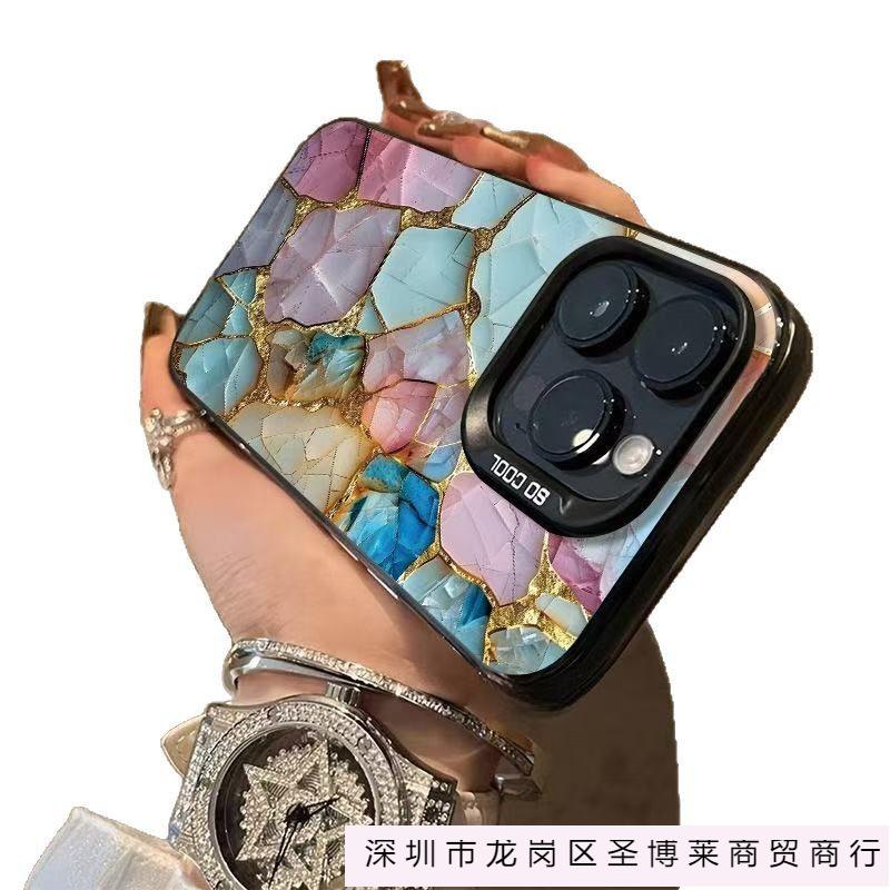 The New Colored Silver Color Stone Is Suitable for Iphone16 Mobile Phone Case Apple 15promax/14 European and American 13pro12 Personality