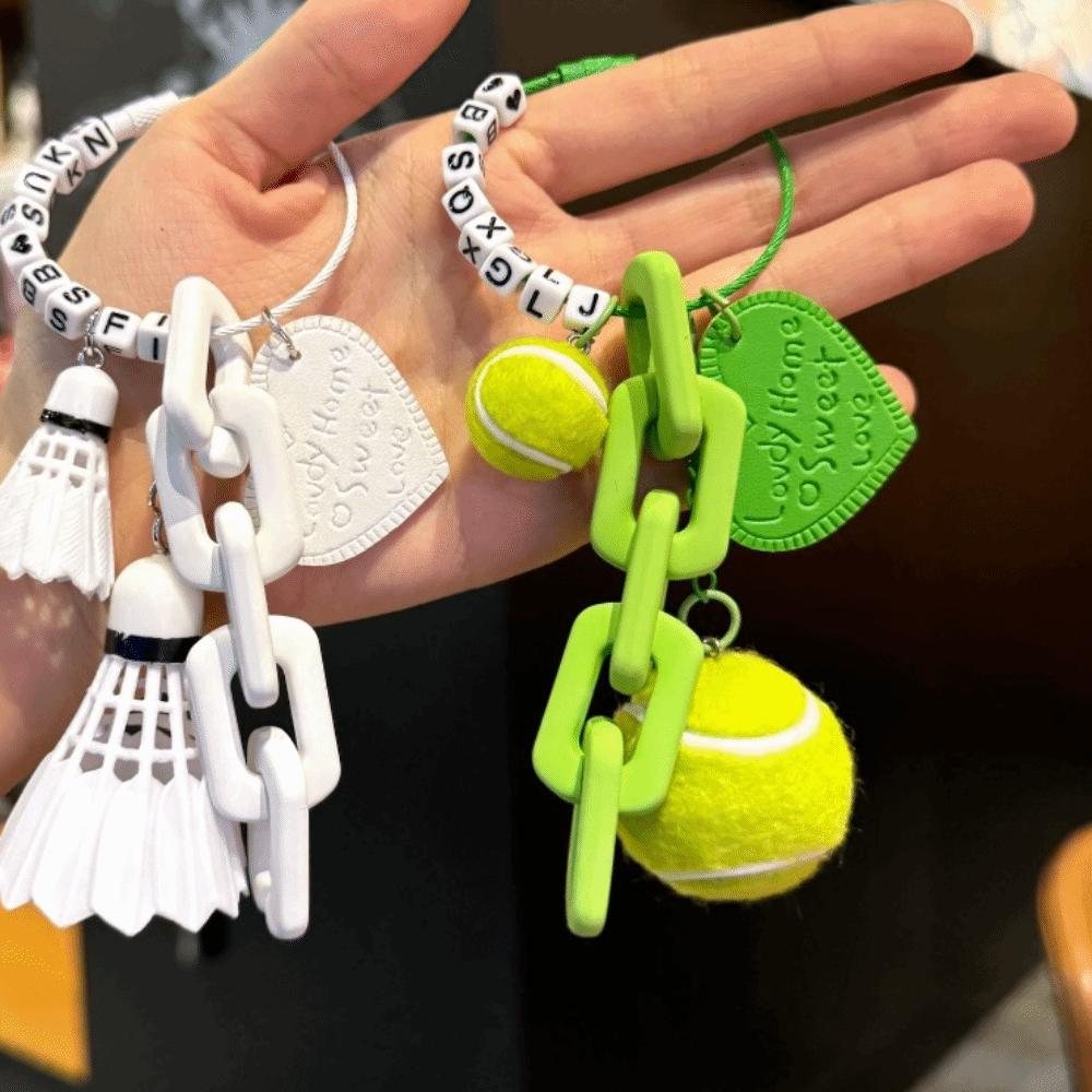 PVC Funny Tennis Ornament Creative Women Bag Charm Fashion Badminton Keychain  Couple