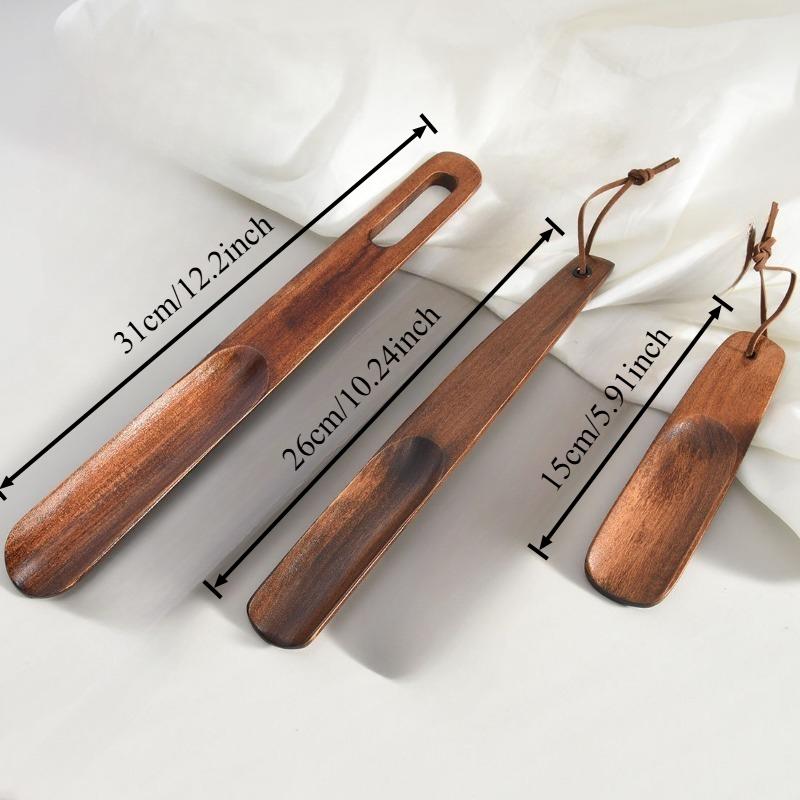 Solid Wood Long Handled Shoe Puller Hotel Supplies Walnut Color Shoe Lifting Device Home Shoe Wearing Device