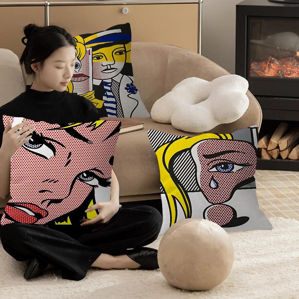 Abstract Pop Roy Lichtenstein Stitch Lucky Dragon Pillow Cover Sofa Cushion Cover Home Room Decoration Children Gift