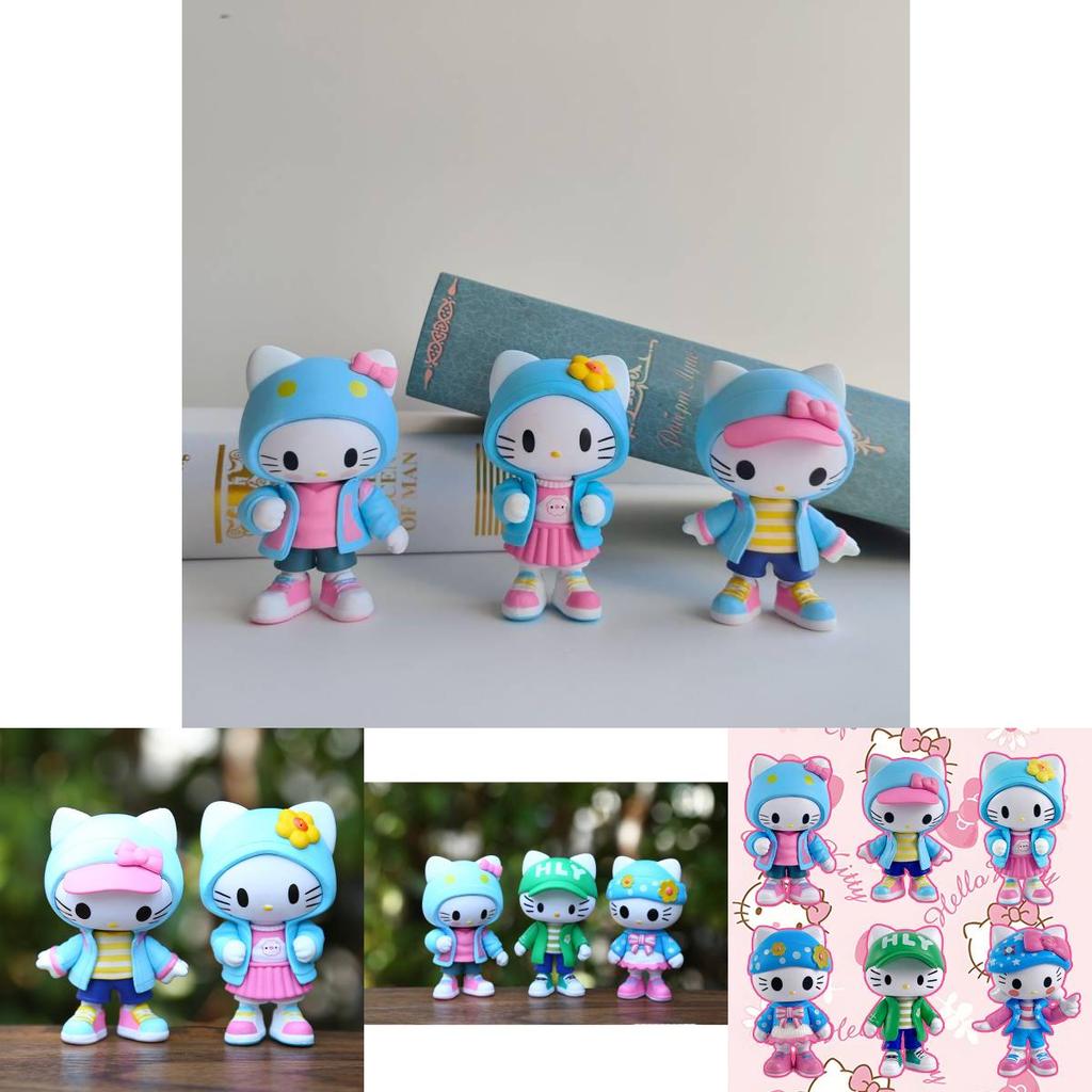 Adorable Kt Cat Figurine Cute Fashionable Pvc Cat Doll For Home Desk Decoration