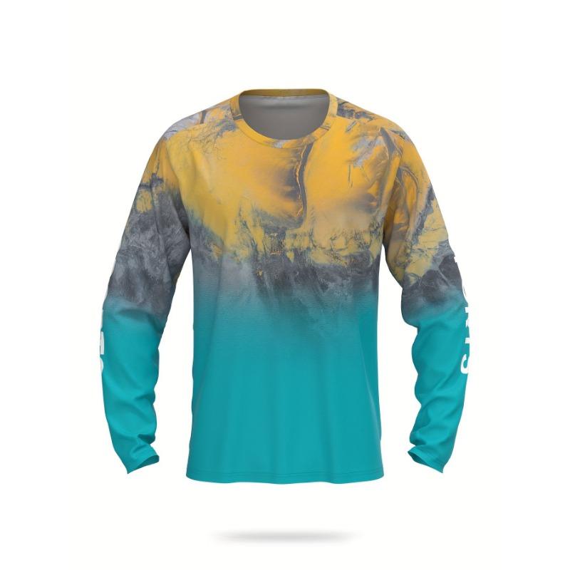 Мужская солнцезащитная рубашка, спортивная мода, круглый вырез, длинные рукава, 3D цифровая печать, быстросохнущая S