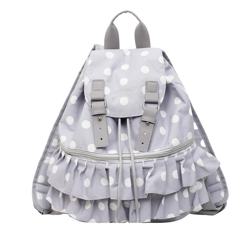 New casual large-capacity polka dot travel backpack versatile foreign style pleated lace backpack student school bag