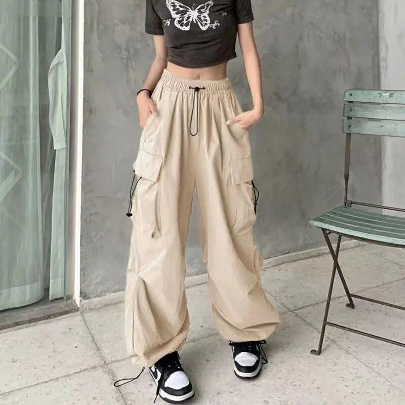 Winter Solid Casual Baggy Cargo Pants Women Harajuku Oversize Y2k Wide Pants Female Korean Fashion Sports Retro Trousers 2026