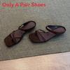 Retro Square Toe Cross Slip On Sandals With Rubber Sole For Summer Casual Women