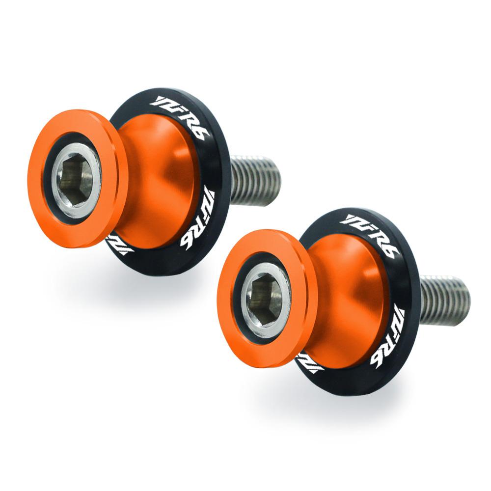 For YAMAHA YZF R6 YZF-R6 YZFR6 All Years 2PCS 6/8/10MM Motorcycle Swing Arm Sliders Spools CNC Swing Arm Stand Screw Paddock