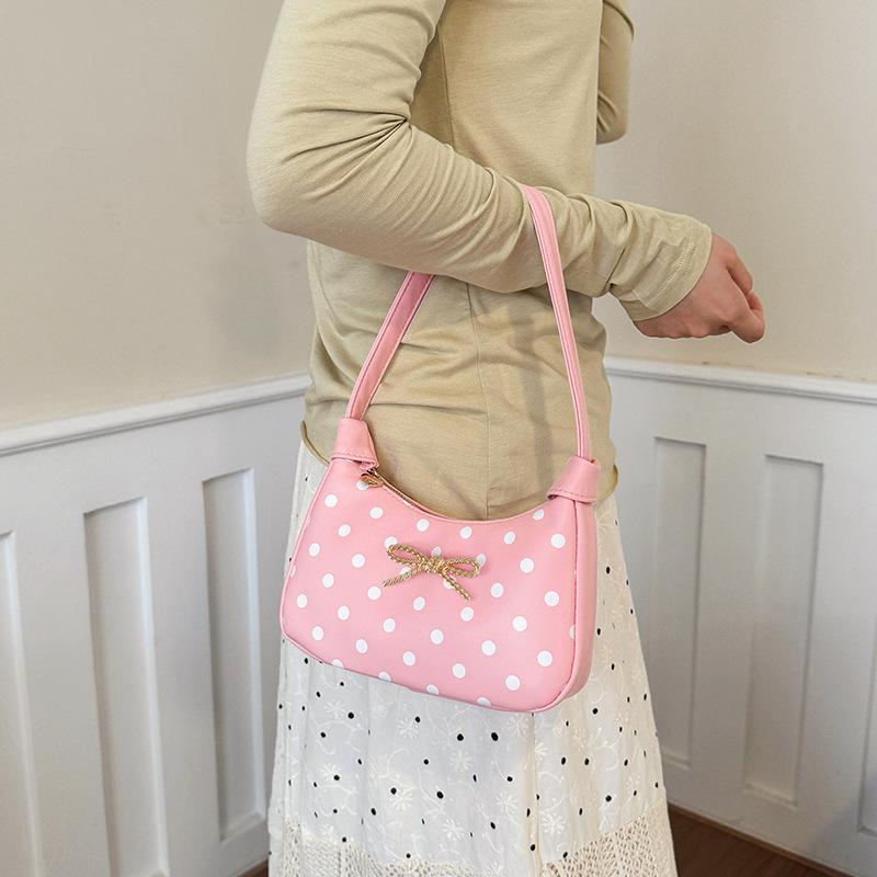 Girls' Underarm Bag - Knitted Bow Embroidered Children's Handbag - Coin and Accessory Bag