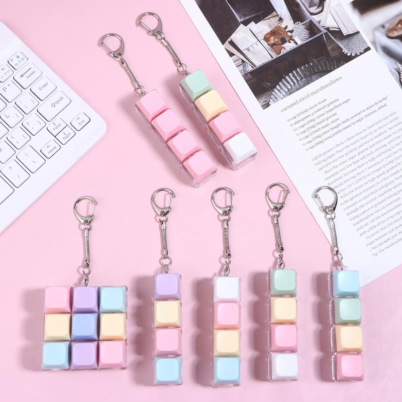 Stress Relief Fidget Keychain Keyboard Keycap DIY Clicker Toy 1PC Handheld Gadget for Work Study Travel School