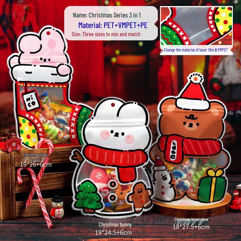 Festive Red Sock Candy Gift Bags: Christmas Self-Sealing Holiday Decoration