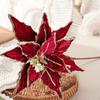 Artificial Christmas Velvet Centerpiece with Flowers, Sparkling Winter Decoration, Wrought Iron