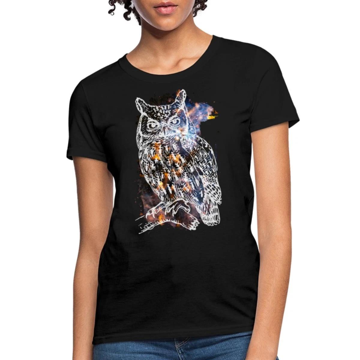 Cosmic Owl Black Women s T-Shirt M