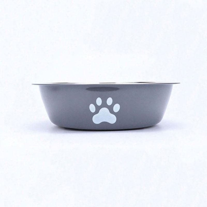 

Cat bowl stainless steel dog basin new printed pet supplies dog bowl silicone bottom non-slip pet drinking water feeding bowl M сірий