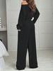 Women's Slim Fit One-Shoulder Crop Top and Casual Pants Set