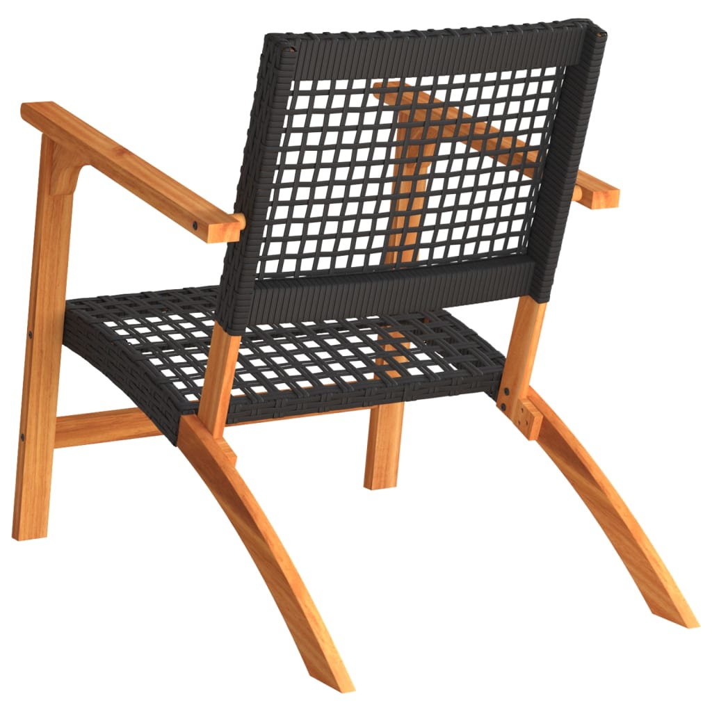 Vidaxl Garden Chairs, 2 Pcs, Black, Poly Rattan And Acacia Wood