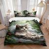 3pcs Anime Cat Floral Print Bedding Set - Includes One Quilt Cover and Two Pillowcases (No Core) - Perfect for Bedroom and Guest Room Decora