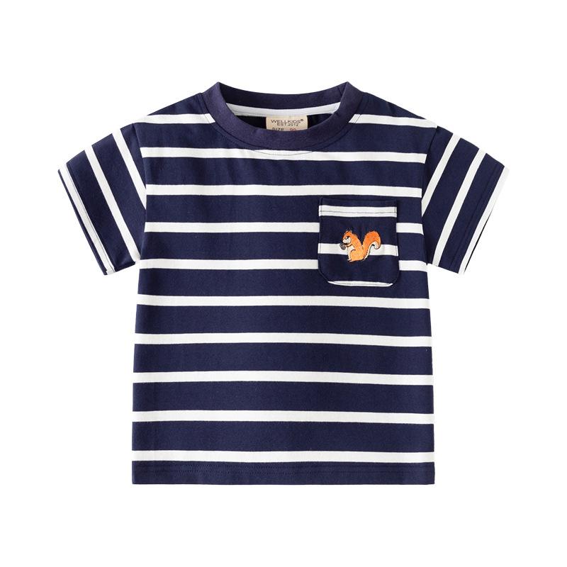 Boys Striped T Shirt Short Sleeve Casual Summer Tee Soft Comfortable Clothing for Toddler and Kids