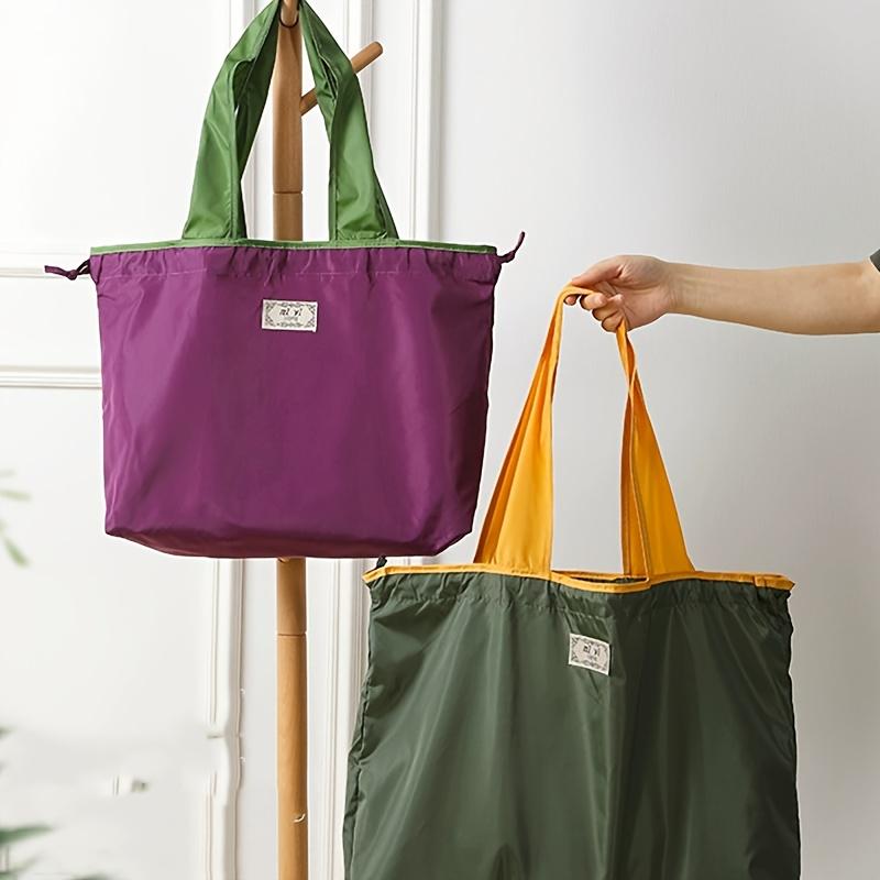 Ladies Double Shoulder Bag, Tote Bag, Reusable Shopping Bag, Shoulder Backpack, Large Capacity, Easy Fold Rectangle Shape, Polyester Material