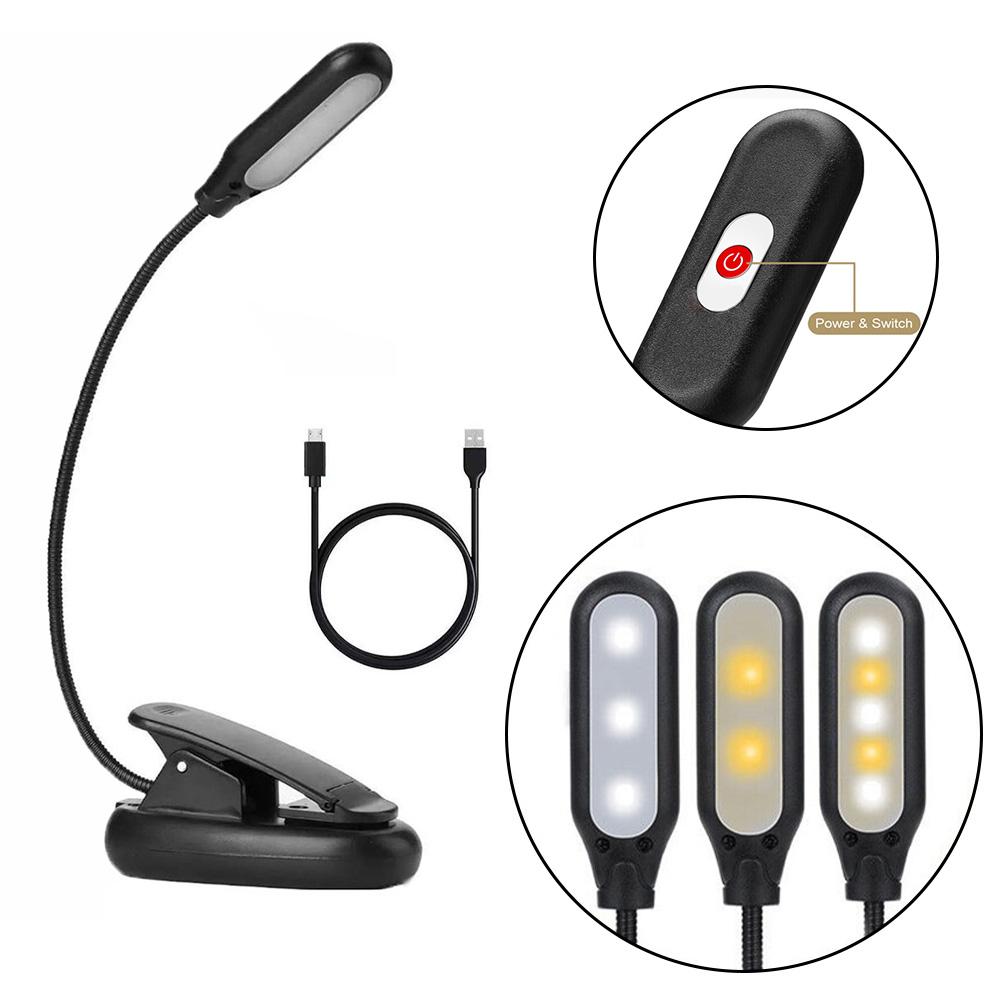 Lampă LED pentru cărți Luminozitate pe 3 niveluri Gât flexibil 360°