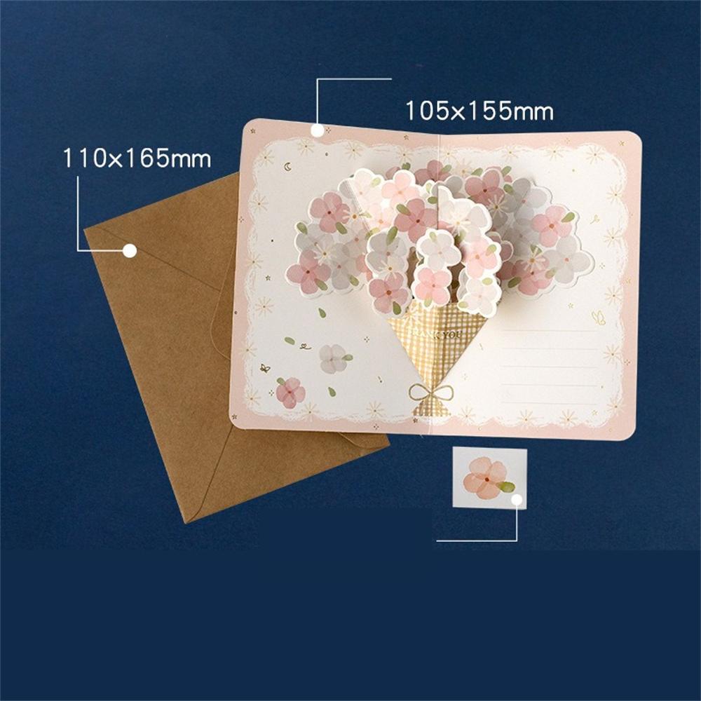 Flower 3D Greeting Card Festival Valentine's Mother's Teacher's Day Thanksgiving Blessing Card Confession Handwritten Card