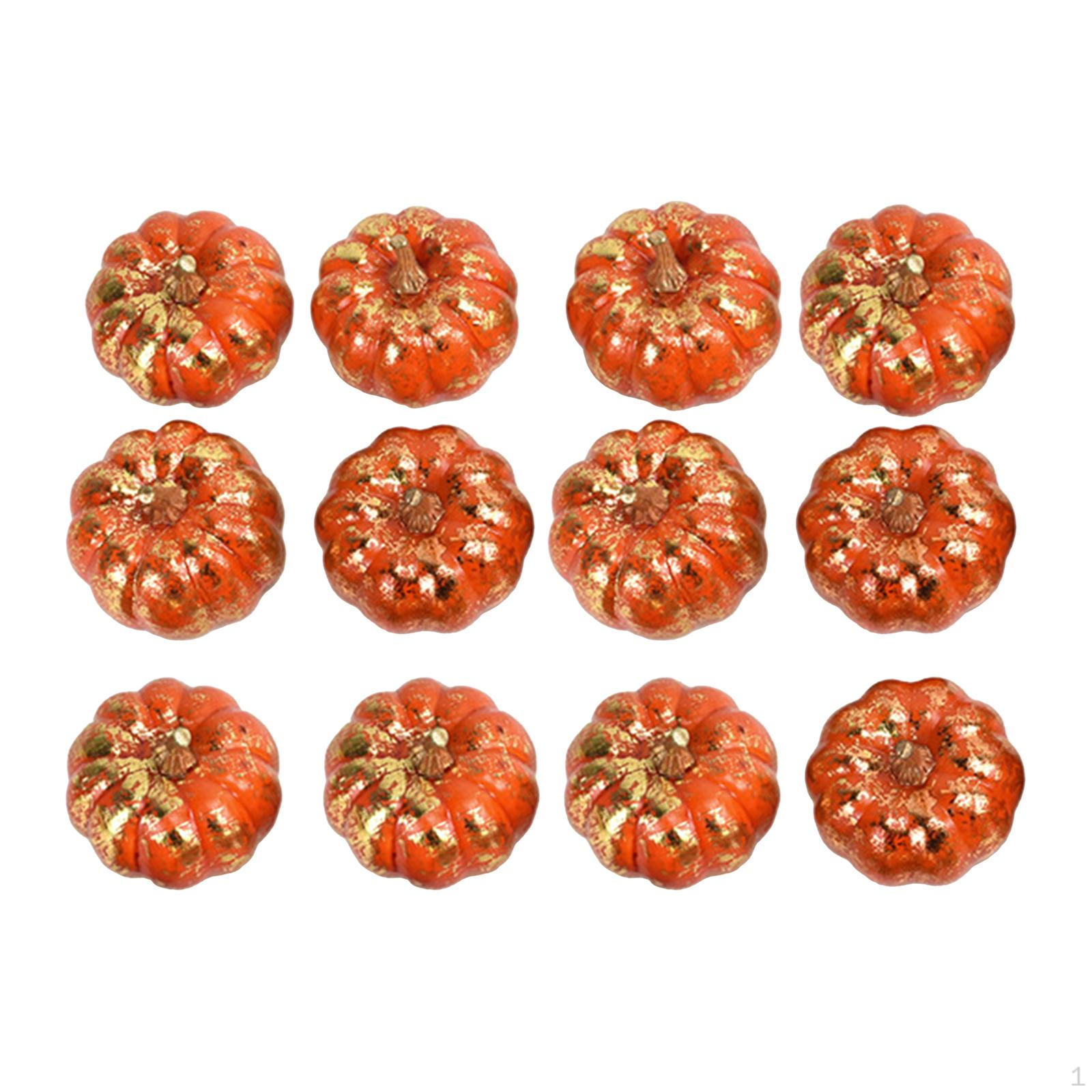 12Pcs Artificial Pumpkins Foam Pumpkin Ornament Lifelike Decorative Harvest Simulation