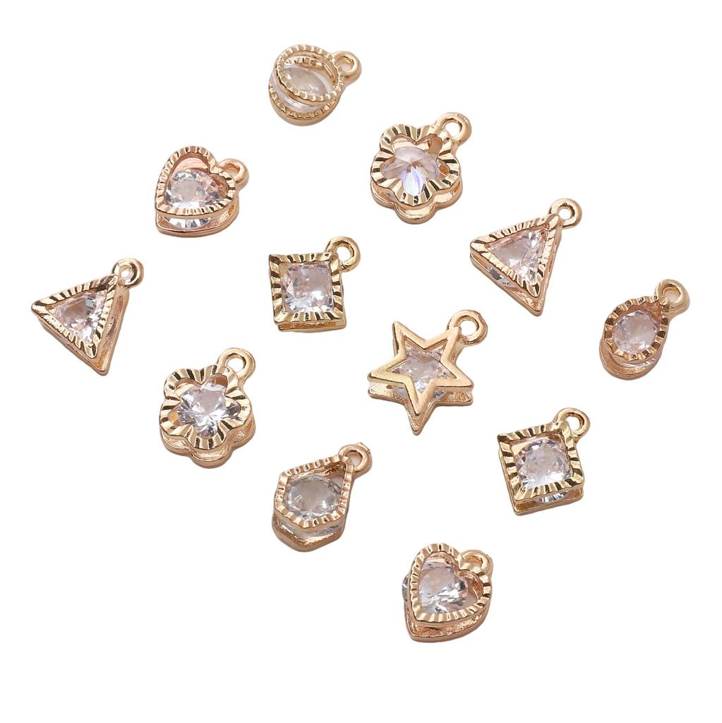 Alloy Charms Inlaid Zircon Heart Star Rhinestone Pendant Accessory For DIY Earring Necklace Accessories