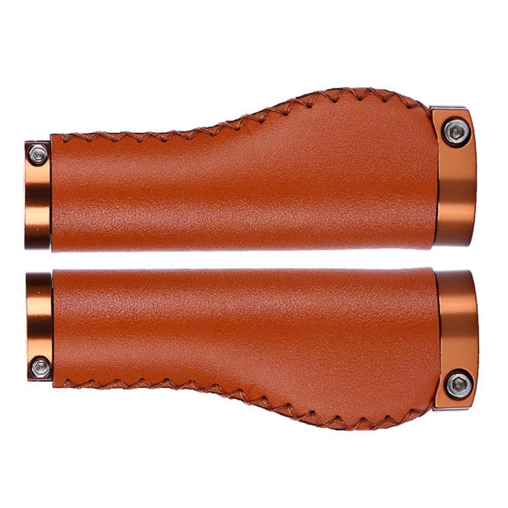 1 pár kožených rukojetí na řídítka, uzamykatelné, tlumící nárazy, zabraňující uklouznutí, retro PU kůže