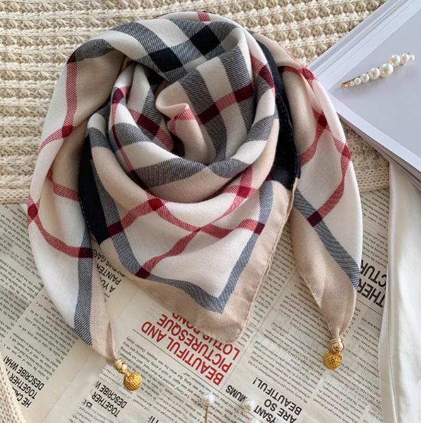 Autumn/Winter Silk Cotton Scarf with Magnetic Buckle - Versatile, High-end Neck Warmer