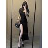 2025 Temperamental French Style Slimming Summer Slit Dress - Women's Sexy Short Sleeve Design