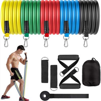 11-Piece Multifunctional Yoga Resistance Band Set with Zinc Alloy Hook