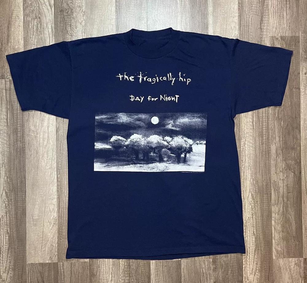 Vtg The Tragically Hip Band DAY FOR NIGHT Cotton Navy S5XL Unisex Shirt J582 XL