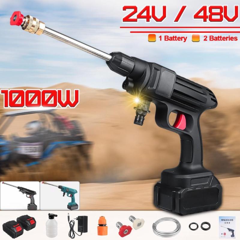 1000W 48V 24V 88000mAh Water Gun Lithium Battery Portable High Pressure Washer Foam Generator Cordless High Pressure Car Washer 24V 2 x Batteries синий